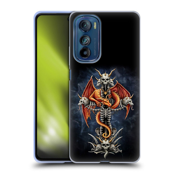 Sarah Richter Fantasy Creatures Red Dragon Guarding Bone Cross Soft Gel Case for Motorola Edge 30