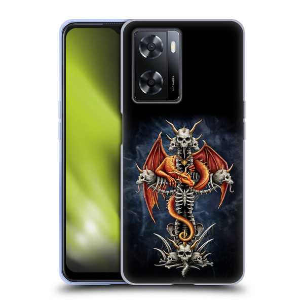 Sarah Richter Fantasy Creatures Red Dragon Guarding Bone Cross Soft Gel Case for OPPO A57s