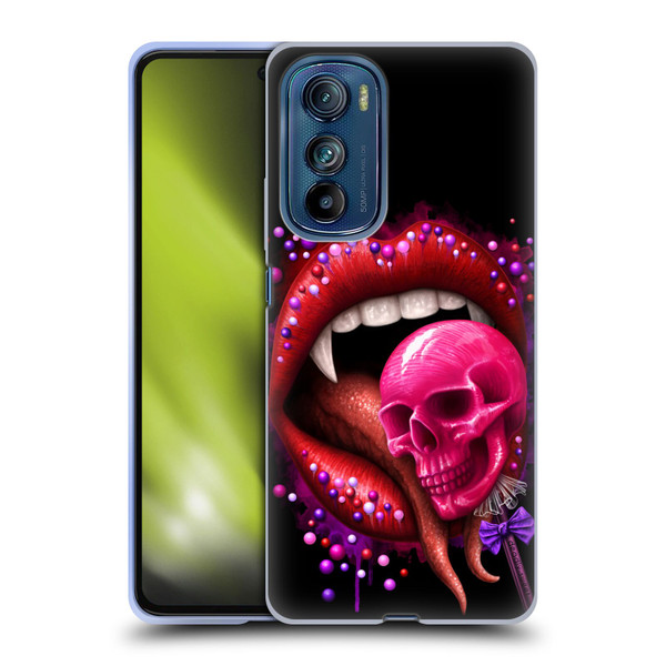 Sarah Richter Skulls Red Vampire Candy Lips Soft Gel Case for Motorola Edge 30