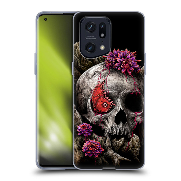 Sarah Richter Skulls Butterfly And Flowers Soft Gel Case for OPPO Find X5 Pro
