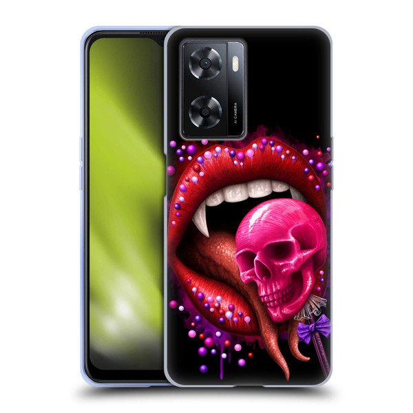 Sarah Richter Skulls Red Vampire Candy Lips Soft Gel Case for OPPO A57s