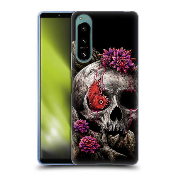 Sarah Richter Skulls Butterfly And Flowers Soft Gel Case for Sony Xperia 5 IV