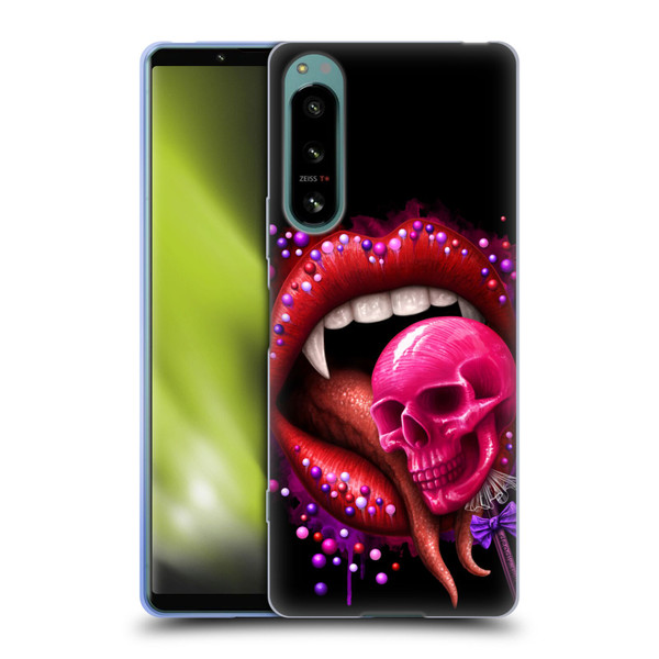 Sarah Richter Skulls Red Vampire Candy Lips Soft Gel Case for Sony Xperia 5 IV
