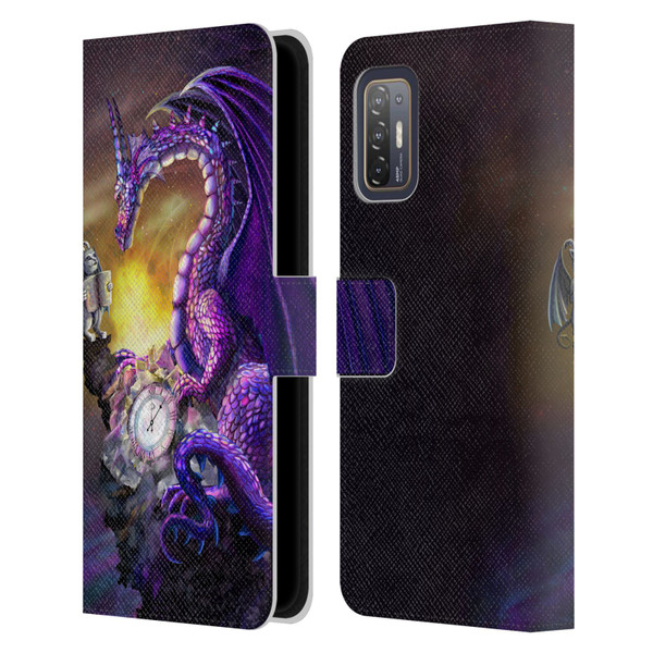Rose Khan Dragons Purple Time Leather Book Wallet Case Cover For HTC Desire 21 Pro 5G