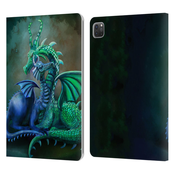 Rose Khan Dragons Green And Blue Leather Book Wallet Case Cover For Apple iPad Pro 11 2020 / 2021 / 2022