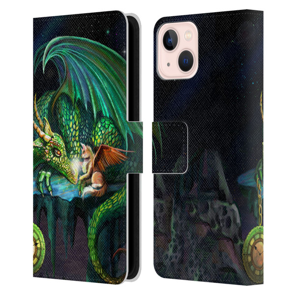 Rose Khan Dragons Green Time Leather Book Wallet Case Cover For Apple iPhone 13