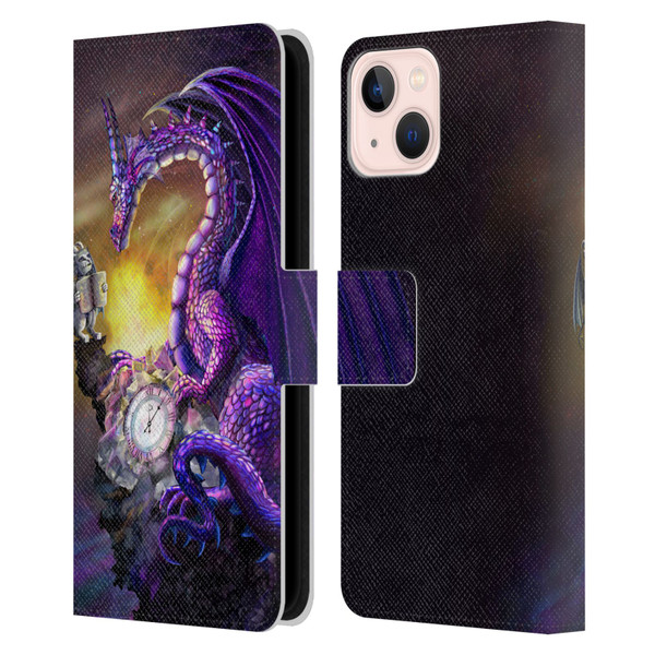 Rose Khan Dragons Purple Time Leather Book Wallet Case Cover For Apple iPhone 13