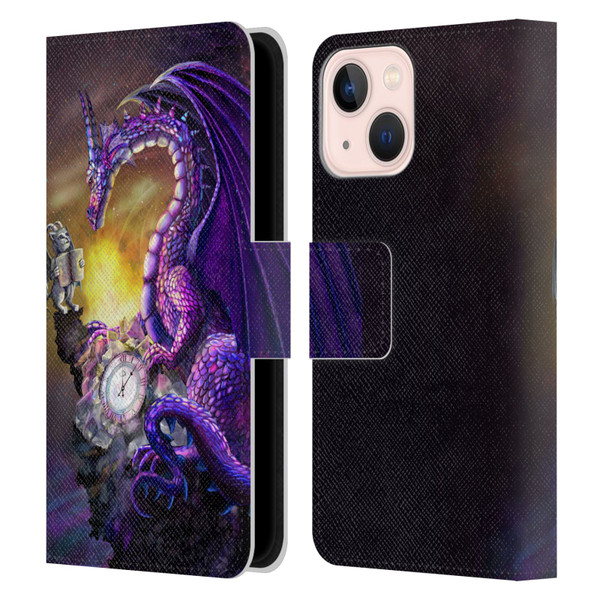 Rose Khan Dragons Purple Time Leather Book Wallet Case Cover For Apple iPhone 13 Mini