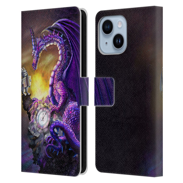 Rose Khan Dragons Purple Time Leather Book Wallet Case Cover For Apple iPhone 14 Plus