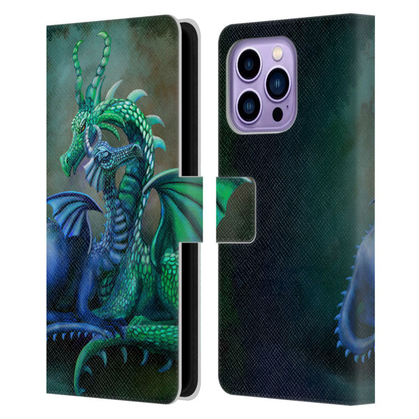 Rose Khan Dragons Green And Blue Leather Book Wallet Case Cover For Apple iPhone 14 Pro Max