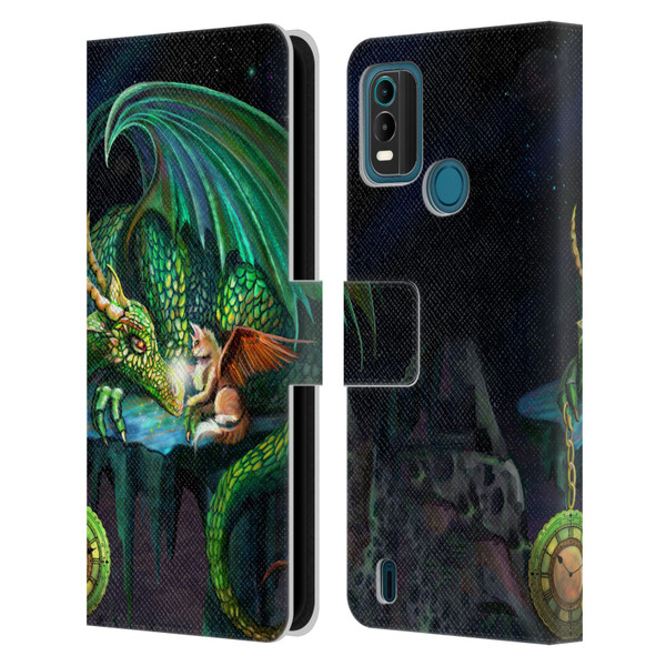 Rose Khan Dragons Green Time Leather Book Wallet Case Cover For Nokia G11 Plus