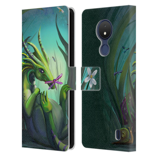 Rose Khan Dragons Baby Green Leather Book Wallet Case Cover For Nokia C21