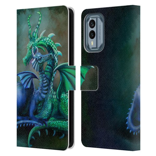 Rose Khan Dragons Green And Blue Leather Book Wallet Case Cover For Nokia X30