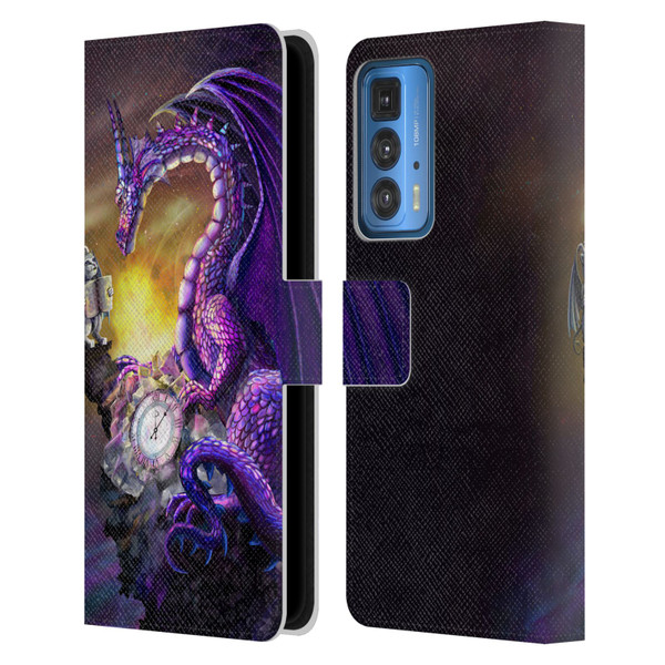 Rose Khan Dragons Purple Time Leather Book Wallet Case Cover For Motorola Edge 20 Pro