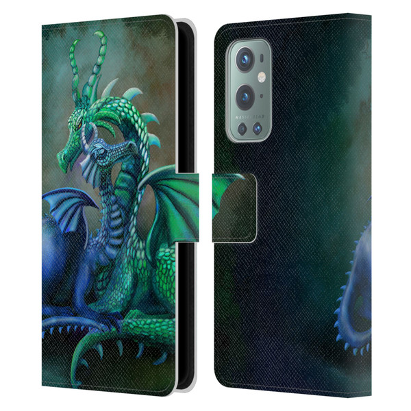 Rose Khan Dragons Green And Blue Leather Book Wallet Case Cover For OnePlus 9