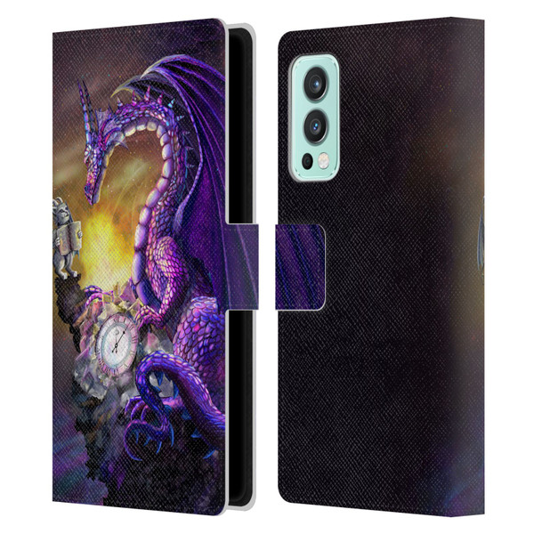 Rose Khan Dragons Purple Time Leather Book Wallet Case Cover For OnePlus Nord 2 5G