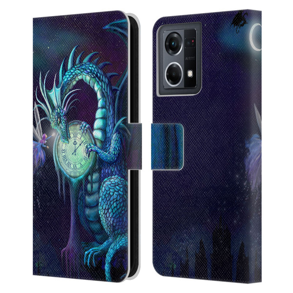 Rose Khan Dragons Blue Time Leather Book Wallet Case Cover For OPPO Reno8 4G