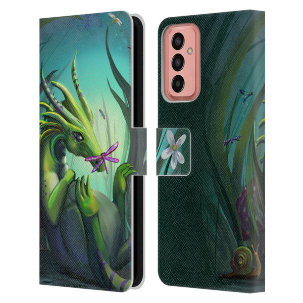 Rose Khan Dragons Baby Green Leather Book Wallet Case Cover For Samsung Galaxy M13 (2022)