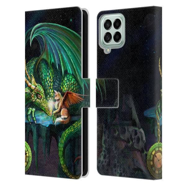 Rose Khan Dragons Green Time Leather Book Wallet Case Cover For Samsung Galaxy M33 (2022)