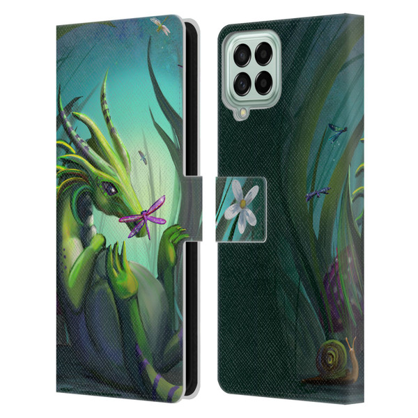 Rose Khan Dragons Baby Green Leather Book Wallet Case Cover For Samsung Galaxy M53 (2022)
