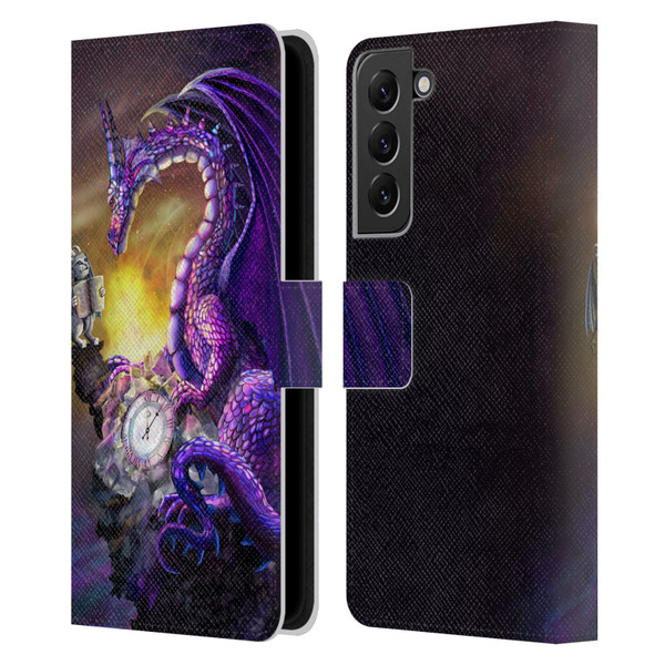 Rose Khan Dragons Purple Time Leather Book Wallet Case Cover For Samsung Galaxy S22+ 5G