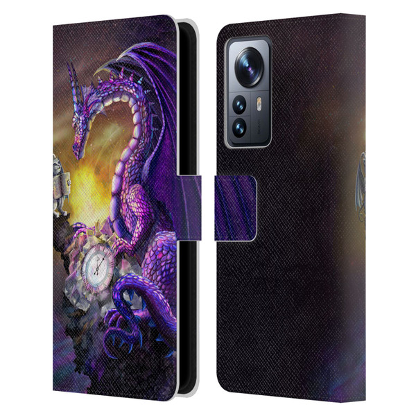 Rose Khan Dragons Purple Time Leather Book Wallet Case Cover For Xiaomi 12 Pro