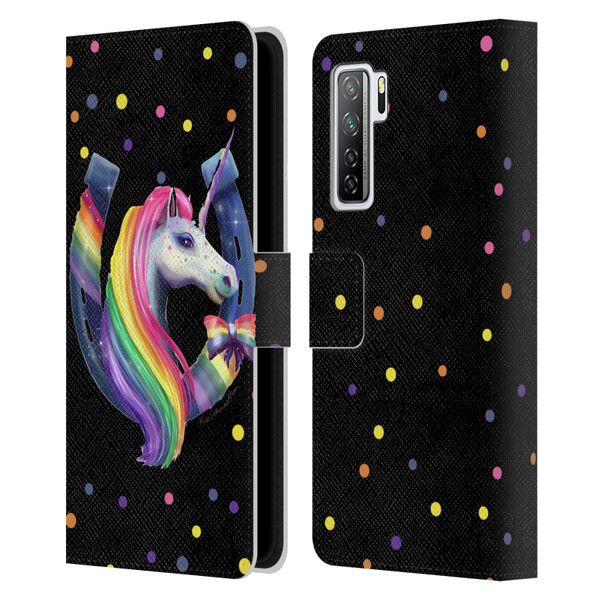 Rose Khan Unicorn Horseshoe Rainbow Leather Book Wallet Case Cover For Huawei Nova 7 SE/P40 Lite 5G