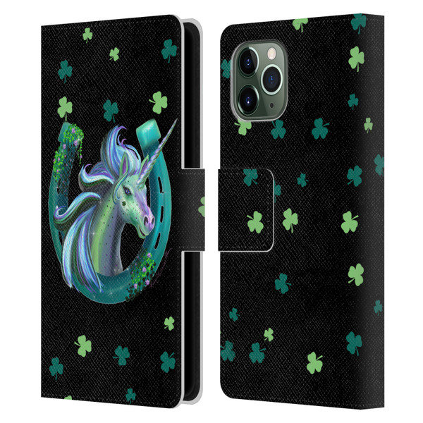 Rose Khan Unicorn Horseshoe Green Shamrock Leather Book Wallet Case Cover For Apple iPhone 11 Pro