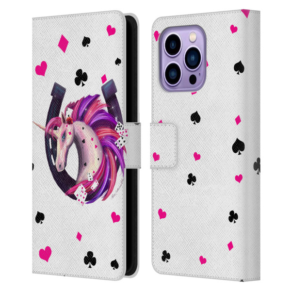 Rose Khan Unicorn Horseshoe Pink And Purple Leather Book Wallet Case Cover For Apple iPhone 14 Pro Max