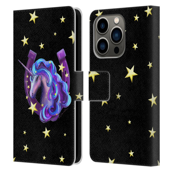 Rose Khan Unicorn Horseshoe Stars Leather Book Wallet Case Cover For Apple iPhone 14 Pro