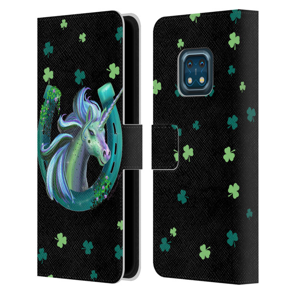 Rose Khan Unicorn Horseshoe Green Shamrock Leather Book Wallet Case Cover For Nokia XR20