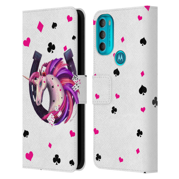 Rose Khan Unicorn Horseshoe Pink And Purple Leather Book Wallet Case Cover For Motorola Moto G71 5G