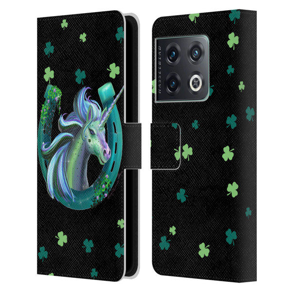 Rose Khan Unicorn Horseshoe Green Shamrock Leather Book Wallet Case Cover For OnePlus 10 Pro