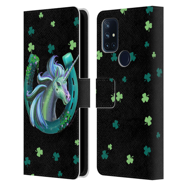 Rose Khan Unicorn Horseshoe Green Shamrock Leather Book Wallet Case Cover For OnePlus Nord N10 5G