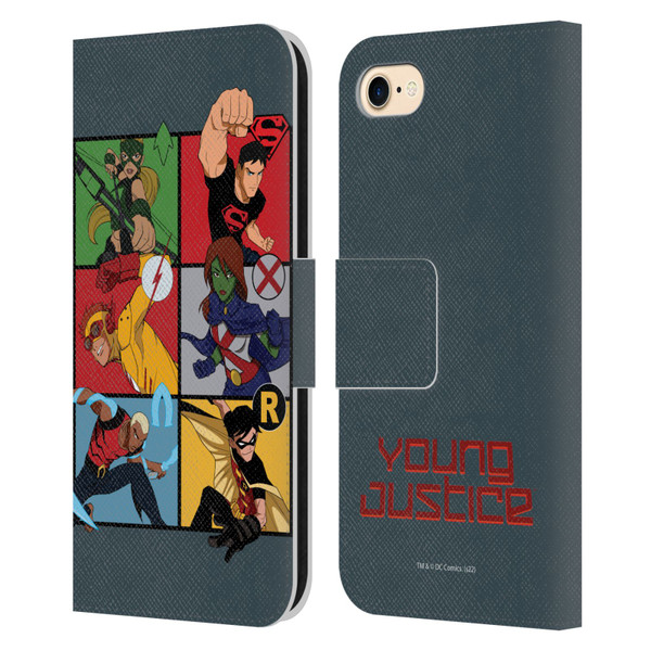 Young Justice Graphics Character Art Leather Book Wallet Case Cover For Apple iPhone 7 / 8 / SE 2020 & 2022