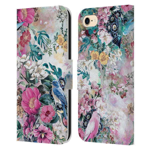 Riza Peker Florals Birds Leather Book Wallet Case Cover For Apple iPhone 7 / 8 / SE 2020 & 2022