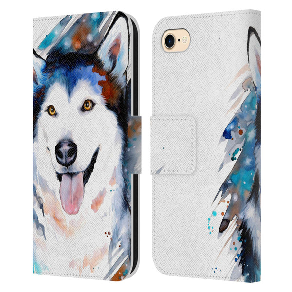 Pixie Cold Animals Husky Leather Book Wallet Case Cover For Apple iPhone 7 / 8 / SE 2020 & 2022