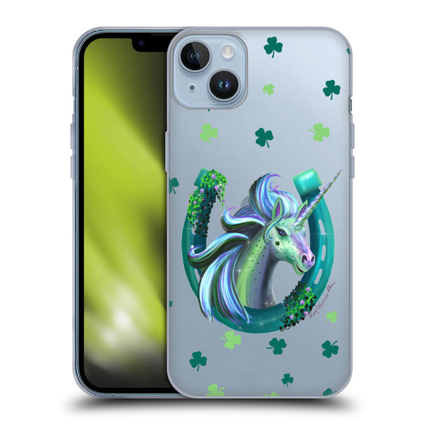 Rose Khan Unicorn Horseshoe Green Shamrock Soft Gel Case for Apple iPhone 14 Plus