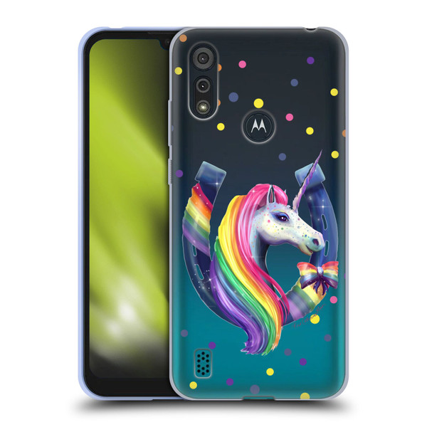 Rose Khan Unicorn Horseshoe Rainbow Soft Gel Case for Motorola Moto E6s (2020)