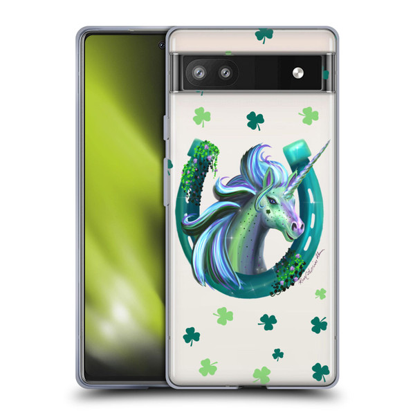 Rose Khan Unicorn Horseshoe Green Shamrock Soft Gel Case for Google Pixel 6a