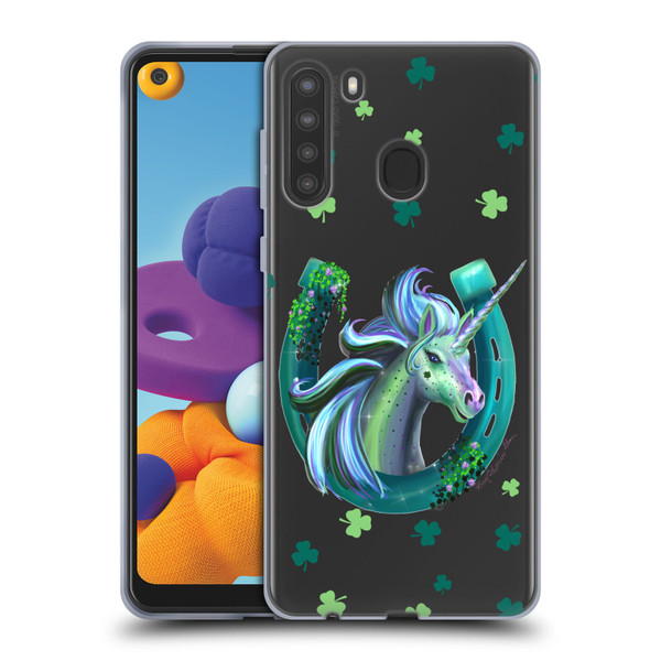 Rose Khan Unicorn Horseshoe Green Shamrock Soft Gel Case for Samsung Galaxy A21 (2020)