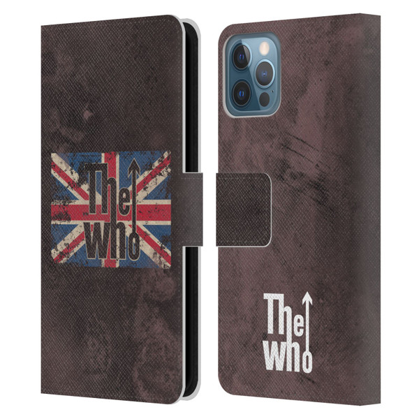 The Who Band Art Union Jack Distressed Look Leather Book Wallet Case Cover For Apple iPhone 12 / iPhone 12 Pro