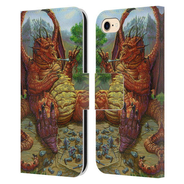 Ed Beard Jr Dragons Lunch With A Toothpick Leather Book Wallet Case Cover For Apple iPhone 7 / 8 / SE 2020 & 2022