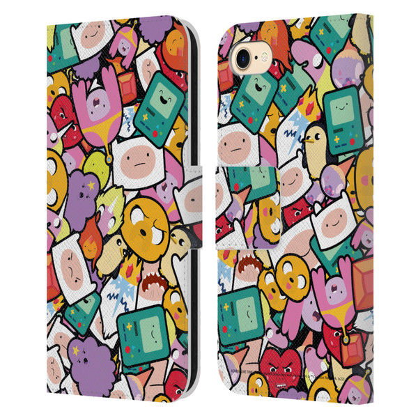 Adventure Time Graphics Pattern Leather Book Wallet Case Cover For Apple iPhone 7 / 8 / SE 2020 & 2022