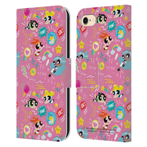 The Powerpuff Girls Graphics Icons Leather Book Wallet Case Cover For Apple iPhone 7 / 8 / SE 2020 & 2022