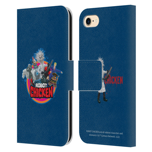 Robot Chicken Graphics Characters Leather Book Wallet Case Cover For Apple iPhone 7 / 8 / SE 2020 & 2022