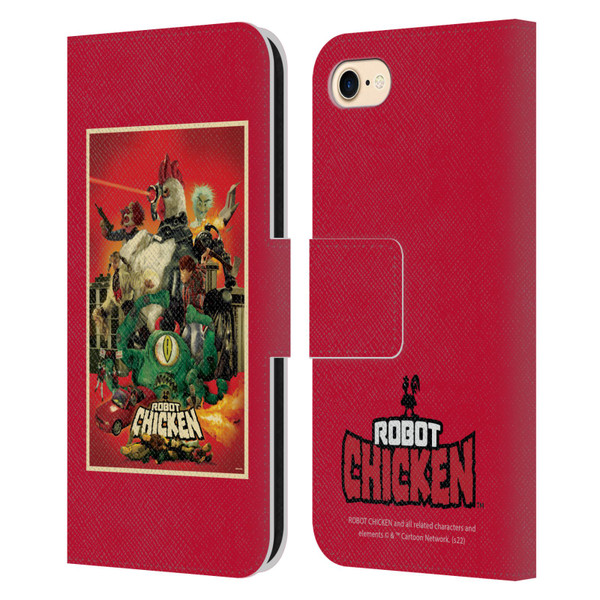 Robot Chicken Graphics Poster Leather Book Wallet Case Cover For Apple iPhone 7 / 8 / SE 2020 & 2022
