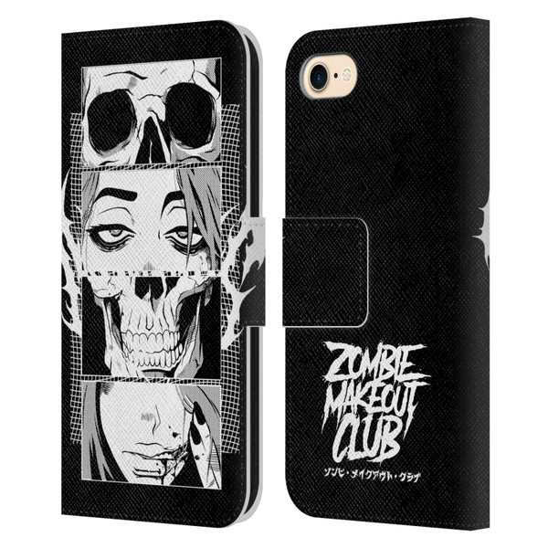 Zombie Makeout Club Art Skull Collage Leather Book Wallet Case Cover For Apple iPhone 7 / 8 / SE 2020 & 2022