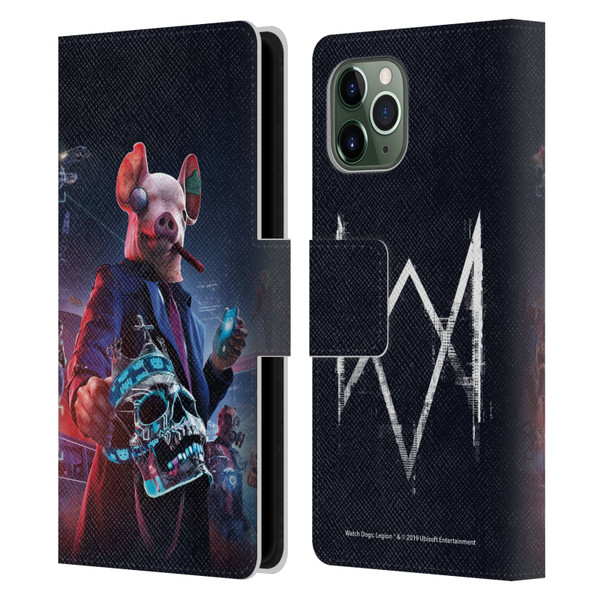Watch Dogs Legion Artworks Winston Skull Leather Book Wallet Case Cover For Apple iPhone 11 Pro