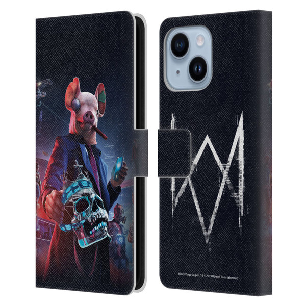 Watch Dogs Legion Artworks Winston Skull Leather Book Wallet Case Cover For Apple iPhone 14 Plus